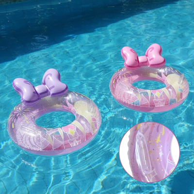 Kids’ Glitter Bow Inflatable Swim Ring with Handles